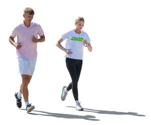 two backlit joggers running