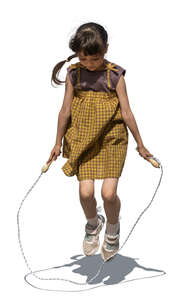 little asian girl jumping with a jump rope