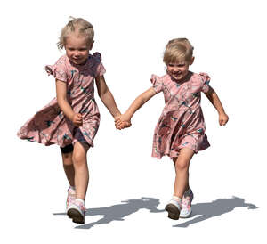 two little girls running hand in hand