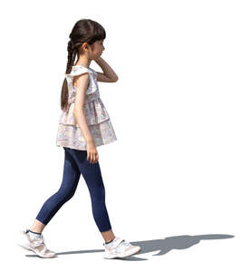 side view of a japanese child walking
