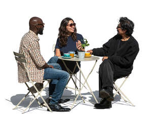 cut out group of friend sitting in a casual cafe