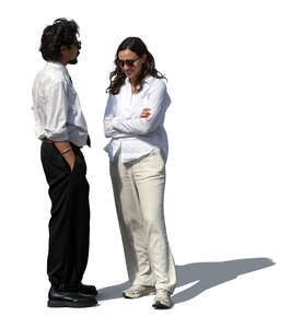 man and woman standing casually