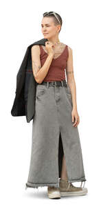 cut out short haired young woman standing