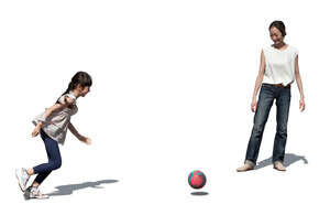 japanese mother and daughter playing ball