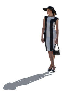 fancy backlit woman wearing a hat and high heels