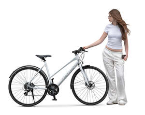 teenage girl posing with a bicycle