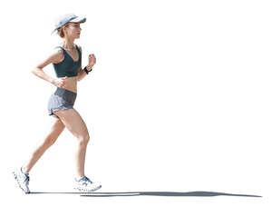sporty woman in shorts running