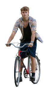 cut out young guy riding a bike