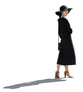 japanese woman with a black hat standing