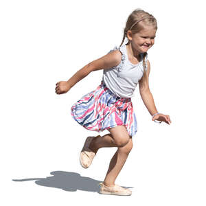 little girl running happily on a summer day