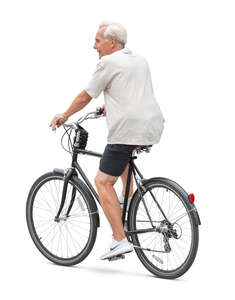 cut out elderly man riding a bicycle