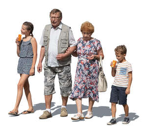 cut out grandparents walking with grandkids
