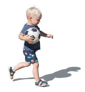 cut out little boy with a ball running