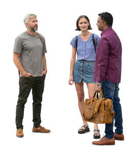 group of people standing and talking