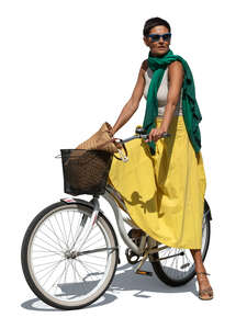 fashionable woman with a bike standing