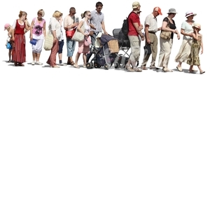 large group of people walking
