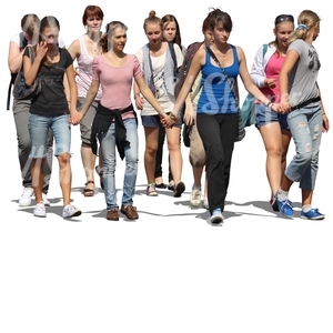 group of young girls walking hand in hand