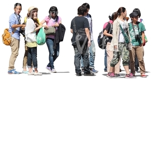 group of asian tourists standing together