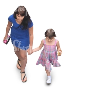 mother and daughter walking hand in hand