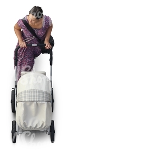 woman pushing a baby carriage