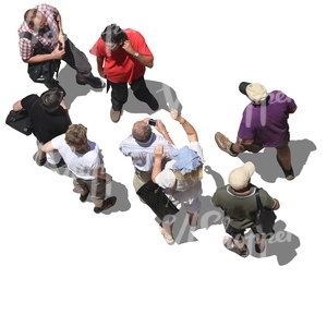 small group of people standing seen from above