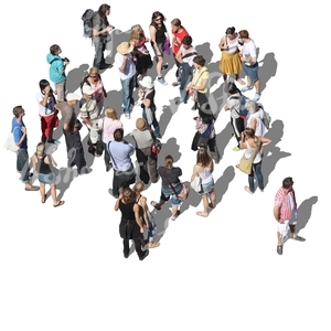 group of people standing seen from above
