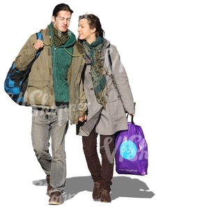 couple walking in springtime