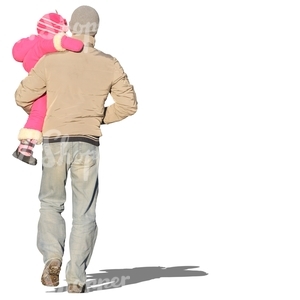man walking and carrying a chld