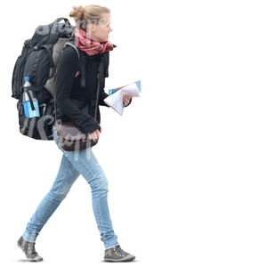woman carrying a big backpack