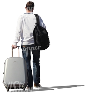 man with many bags walking