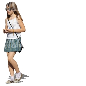 girl with sunglasses walking in summertime