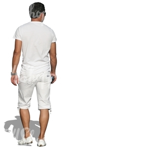 cut out man in white walking