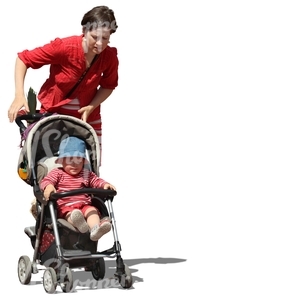 woman pushing a baby stroller