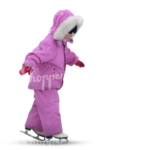 little girl in a purple onsie skating