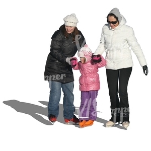 two women and a girl skating