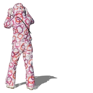 cut out woman in a winter costume standing