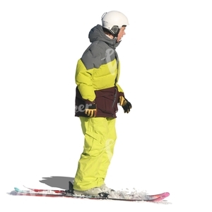 cut out man with helmet alpine skiing