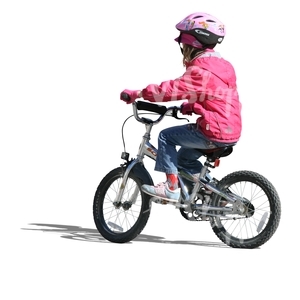 young girl with a helmet riding a bike