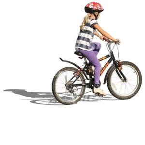 girl with a helmet riding a bike