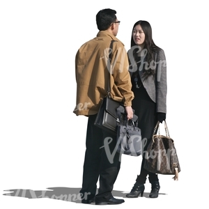man and woman standing and talking