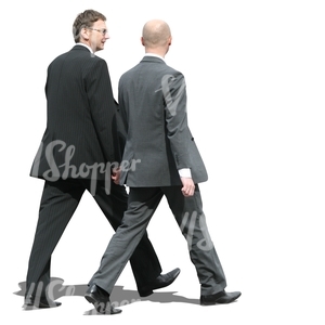 two businessmen walking and talking