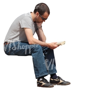 cut out man sitting and reading a book