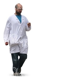 cut out doctor walking and looking at his notes