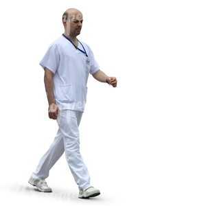 cut out male doctor walking