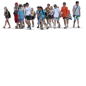 cut out group of children walking