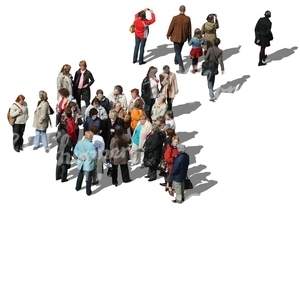 cut out crowd standing seen from above