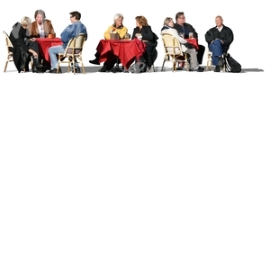 cut out group of people sitting in a street cafe