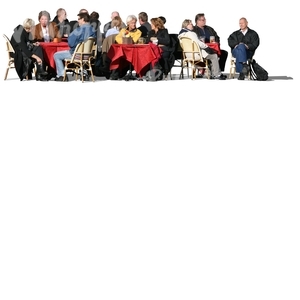 cut out group of people sitting in a cafe