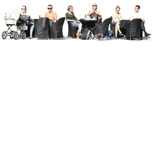 cut out group of people sitting in a cafe
