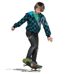 cut out boy riding a skateboard